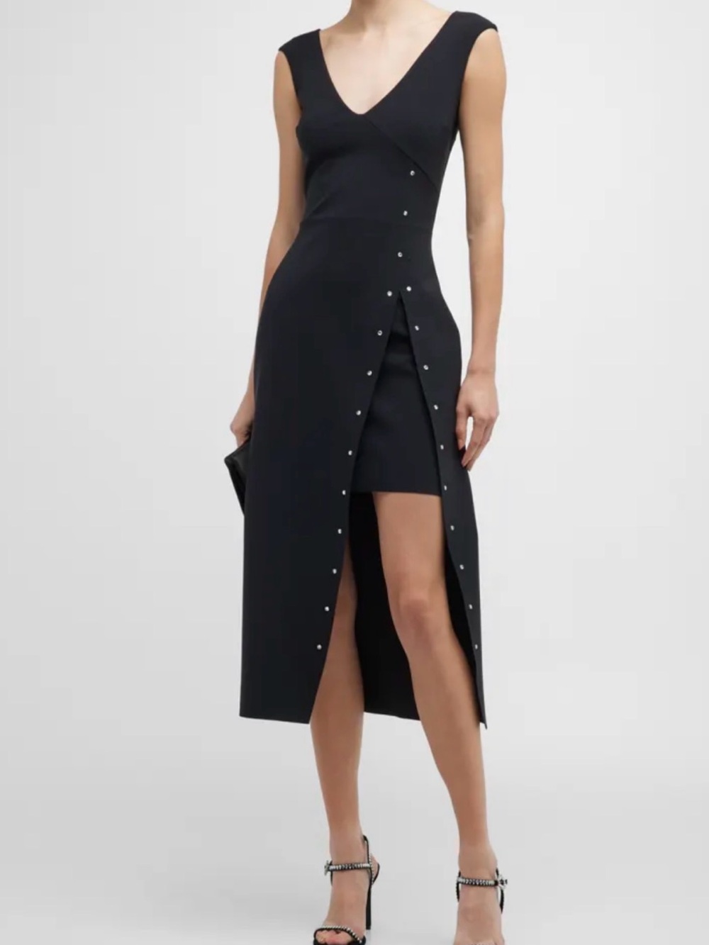 Sleeveless Black Chiara Boni V-Neck Split Midi Dress